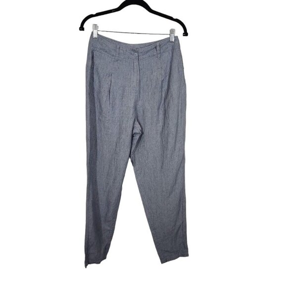 Poetry High-twist délavé linen TAPERED TROUSERS in Soft Denim - Size US 4 - Picture 2 of 9